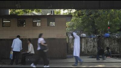 A toilet block in Mahim station (Hindustan Times) A toilet block in Mahim station (Hindustan Times)