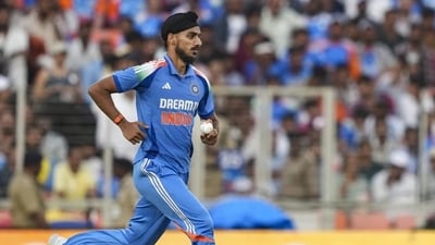 Arshdeep Singh during the third ODI against England earlier this week. (PTI) (HT_PRINT) Arshdeep Singh during the third ODI against England earlier this week. (PTI) (HT_PRINT)