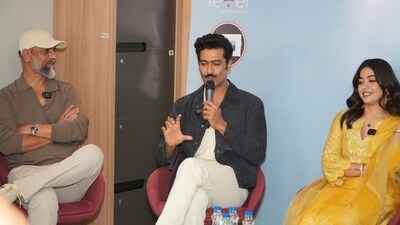 Left to Right - Laxman Utekar, Vicky Kaushal and Rashmika Mandanna. Left to Right - Laxman Utekar, Vicky Kaushal and Rashmika Mandanna.