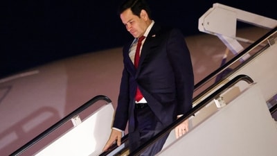 U.S. Secretary of State Marco Rubio disembarks a plane as he arrives back at Joint Base Andrews, M.d., after the plane experienced a mechanical issue while flying him to the Munich Security Conference and returned Thursday, Feb. 13, 2025. (Evelyn Hockstein/Pool Photo via AP) (AP) U.S. Secretary of State Marco Rubio disembarks a plane as he arrives back at Joint Base Andrews, M.d., after the plane experienced a mechanical issue while flying him to the Munich Security Conference and returned Thursday, Feb. 13, 2025. (Evelyn Hockstein/Pool Photo via AP) (AP)