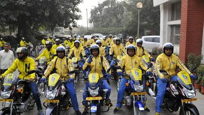 Gurgaon, India- November 30: Because of lack of public transport as an innovative bike-taxi service called baxi was formally launched on Monday in the city by DC TL Satyaparkash. The baxi service is initially being launched with 23 bikes to provide last mile connectivity to commuters, office goers in the city , in Gurgaon, India, on Monday, November 30, 2015. (Photo by Abhinav Saha/HIndustan Times) Gurgaon, India- November 30: Because of lack of public transport as an innovative bike-taxi service called baxi was formally launched on Monday in the city by DC TL Satyaparkash. The baxi service is initially being launched with 23 bikes to provide last mile connectivity to commuters, office goers in the city , in Gurgaon, India, on Monday, November 30, 2015. (Photo by Abhinav Saha/HIndustan Times)