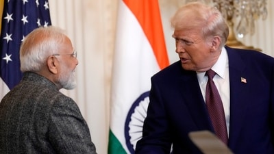 President Donald Trump was answering a question after a bilateral meeting with PM Modi. (AP) President Donald Trump was answering a question after a bilateral meeting with PM Modi. (AP)