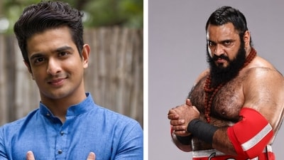 Podcaster Ranveer Allahbadia (left) and former WWE wrestler Saurav Gurjar. (X) Podcaster Ranveer Allahbadia (left) and former WWE wrestler Saurav Gurjar. (X)