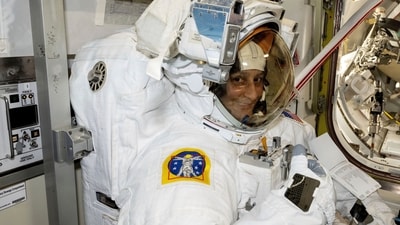 In this photo provided by NASA, astronaut Sunita Williams tries on and evaluates her spacesuit aboard the International Space Station. (AP) In this photo provided by NASA, astronaut Sunita Williams tries on and evaluates her spacesuit aboard the International Space Station. (AP)