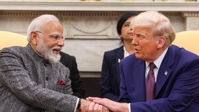 Prime Minister Narendra Modi handshakes with US President Donald Trump at the White House in Washington, DC, (narendramodi-X) Prime Minister Narendra Modi handshakes with US President Donald Trump at the White House in Washington, DC, (narendramodi-X)