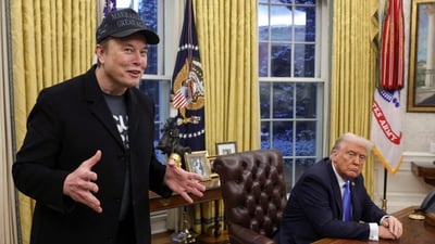 FILE PHOTO: Elon Musk speaks next to US President Donald Trump in the Oval Office of the White House in Washington, DC. (REUTERS)