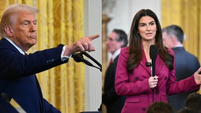 Donald Trump lambasts Kaitlan Collins for asking a question without being called upon during Oval Office press conference on Thursday. The president claimed that the CNN reporter is friends with Joe Biden and criticised her network saying, it has 'no credibility.'