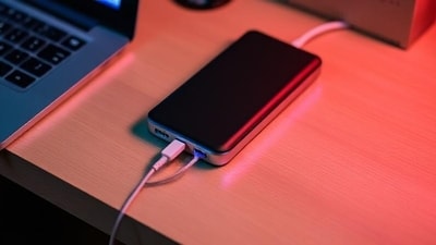 Sleek portable power bank keeps devices charged anytime, anywhere with ease.