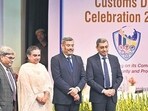 ( L TO R) Samanjasa Das, Principal Chief Commissioner of Delhi Customs CBIC, ,Aruna N Gupta Member, Admin and Vigilance of CBIC, Surjit Bhujabal, Member (Customs) , M K Singh Member, Compliance Management CBIC during International Customs day celebrations 2025 at CSOI Auditorium in New Delhi, India, on Saturday, February 15, 2025. (Hindustan Times)