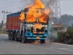 In their outrage, the mob torched around 11 vehicles, including seven buses in Singrauli on Friday. (Pic used for representation) (File)