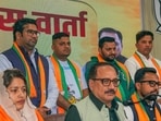 Delhi BJP president Virendra Sachdeva addresses the media after three former AAP councillors joined the BJP, in New Delhi, Saturday. Delhi BJP president Virendra Sachdeva addresses the media after three former AAP councillors joined the BJP, in New Delhi, Saturday.