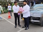 Balakrishna surprised Thaman with the swanky gift in Hyderabad. Balakrishna surprised Thaman with the swanky gift in Hyderabad.