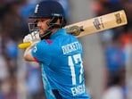 England's Ben Duckett plays a shot. England's Ben Duckett plays a shot.