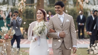 Nupur Shikhare posted several photos with Ira Khan from their wedding day He wrote, "My Valentine For Life #love."&nbsp; 
