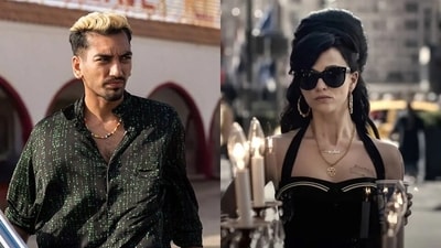 Nabhaan Rizwan and Marisa Abela in stills from Kaos and Back to Black.
