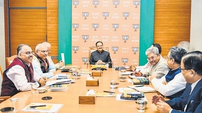 BJP national president JP Nadda chairs the BJP national general secretary meeting at the party headquarters in New Delhi on Saturday. (ANI) BJP national president JP Nadda chairs the BJP national general secretary meeting at the party headquarters in New Delhi on Saturday. (ANI)
