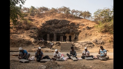 In Maharashtra, out of 60 listed monuments only one monument was adopted. This includes Elephanta caves near Mumbai.   (HT PHOTO)