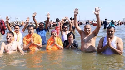 In response to the increasing number of devotees attending the current Mahakumbh Mela in Prayagraj, new bathing and transportation rules were imposed. (PTI) In response to the increasing number of devotees attending the current Mahakumbh Mela in Prayagraj, new bathing and transportation rules were imposed. (PTI)