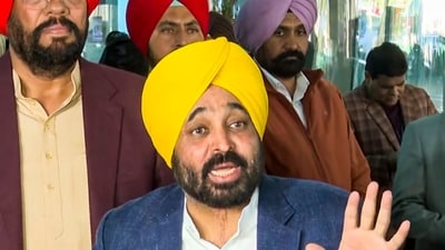 Punjab Chief Minister Bhagwant Mann during a press conference, in Amritsar, Punjab, Saturday, Feb. 15, 2025. (PTI) Punjab Chief Minister Bhagwant Mann during a press conference, in Amritsar, Punjab, Saturday, Feb. 15, 2025. (PTI)