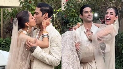 Prateik Babbar and Priya Banerjee's first appearance after marriage. (Instagram)