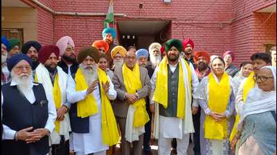 Surjit Singh, president of Sikh Danga Peedit Welfare Committee, and others honouring BJP leaders in Ludhiana. (HT photo) Surjit Singh, president of Sikh Danga Peedit Welfare Committee, and others honouring BJP leaders in Ludhiana. (HT photo)