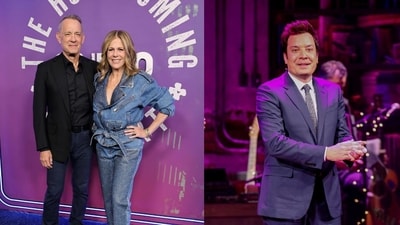 Tom Hanks and Rita Wilson humorously left the SNL 50th anniversary event after host Jimmy Fallon announced no awards would be given. (Photo by Andy Kropa/Invision/AP, Dipasupil/Getty Images/AFP) Tom Hanks and Rita Wilson humorously left the SNL 50th anniversary event after host Jimmy Fallon announced no awards would be given. (Photo by Andy Kropa/Invision/AP, Dipasupil/Getty Images/AFP)