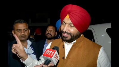 Union minister Ravneet Singh speaks to the media in Amritsar on Saturday. (PTI)
