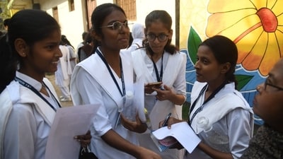 Students discuss after appearing in the Central Board of Secondary Education(CBSE )class 10th examination at St. Dominic Savio's High School Danapur in Patna (Santosh Kumar ) Students discuss after appearing in the Central Board of Secondary Education(CBSE )class 10th examination at St. Dominic Savio's High School Danapur in Patna (Santosh Kumar )
