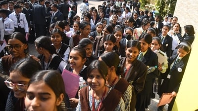 Students are seen coming out of the exam centre after appearing in the Central Board of Secondary Education(CBSE ) Class 10th examination in Patna (Santosh Kumar ) Students are seen coming out of the exam centre after appearing in the Central Board of Secondary Education(CBSE ) Class 10th examination in Patna (Santosh Kumar )