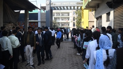CBSE Board Class 10th exam begins today. Students outside St. Dominic Savio's High School Danapur in Patna. (Santosh Kumar ) CBSE Board Class 10th exam begins today. Students outside St. Dominic Savio's High School Danapur in Patna. (Santosh Kumar )