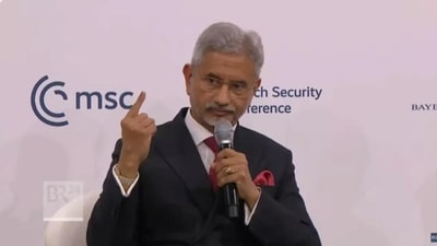External affairs minister S Jaishankar during a panel discussion on 'Live to Vote Another Day: Fortifying Democratic Resilience' at the Munich Security Conference 2025, Germany. (PTI) External affairs minister S Jaishankar during a panel discussion on 'Live to Vote Another Day: Fortifying Democratic Resilience' at the Munich Security Conference 2025, Germany. (PTI)