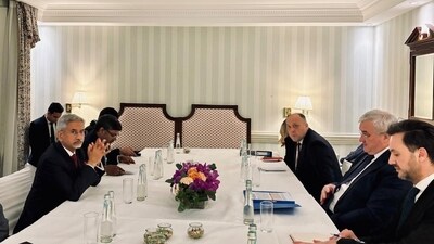 Jaishankar holds discussions with Ukrainian foreign minister Andrii Sybiha on the sidelines of MSC 2025. (X/@DrSJaishankar) Jaishankar holds discussions with Ukrainian foreign minister Andrii Sybiha on the sidelines of MSC 2025. (X/@DrSJaishankar)