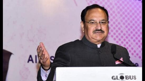 Union minister JP Nadda speaks at a national seminar on cancer organised at the National Cancer Institute, Haryana. (@DiprHaryana)