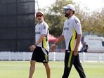 India's head coach Gautam Gambhir and Captain Rohit Sharma during a practice session ahead of the team's opening match against Bangladesh India's head coach Gautam Gambhir and Captain Rohit Sharma during a practice session ahead of the team's opening match against Bangladesh