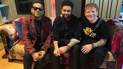 During his Chennai concert, Ed Sheeran was joined on stage by legendary composer AR Rahman. The two performed a rendition of the classic song Urvashi. Before the concert, Ed also met AR Rahman and his son AR Ameen. Rahman shared pictures of their meeting on Instagram, where Ed was seen clicking pictures and sitting at Rahman's music console. The caption read, “Photos by Ed Sheeran.” During his Chennai concert, Ed Sheeran was joined on stage by legendary composer AR Rahman. The two performed a rendition of the classic song Urvashi. Before the concert, Ed also met AR Rahman and his son AR Ameen. Rahman shared pictures of their meeting on Instagram, where Ed was seen clicking pictures and sitting at Rahman's music console. The caption read, “Photos by Ed Sheeran.”