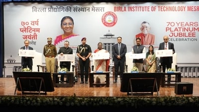 President Droupadi Murmu was the chief guest at BIT Mesra's 70th Anniversary (Platinum Jubilee) celebrations at its Ranchi Campus. (Handout) President Droupadi Murmu was the chief guest at BIT Mesra's 70th Anniversary (Platinum Jubilee) celebrations at its Ranchi Campus. (Handout)