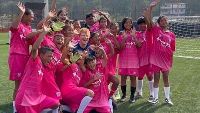 Ed Sheeran also gave some pink shirts to the local kids' football team in Shillong. Ed Sheeran also gave some pink shirts to the local kids' football team in Shillong.
