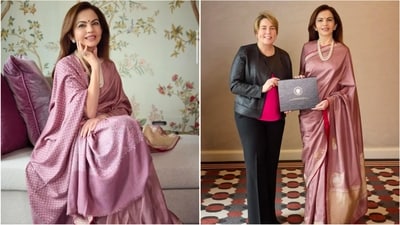 Nita Ambani sazzles in handwoven Banarasi saree and opulent jewels at recent event. (Instagram) Nita Ambani sazzles in handwoven Banarasi saree and opulent jewels at recent event. (Instagram)