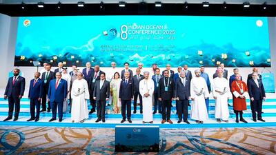 External affairs minister S Jaishankar, Oman foreign minister Badr Albusaidi and other leaders during the inaugural session of the 8th Indian Ocean Conference, in Muscat on Sunday. (Dr. S. Jaishankar-X) External affairs minister S Jaishankar, Oman foreign minister Badr Albusaidi and other leaders during the inaugural session of the 8th Indian Ocean Conference, in Muscat on Sunday. (Dr. S. Jaishankar-X)