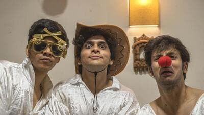 Mumbai, India - Feb. 12, 2025: Adapted by pritpal Singh and Aryamann , Actors in the frame :Akshat, Anubhav, Aryamann, Reharsal of the Synopsis of the play : All the World’s a Stage – A Shakespearean Spoof, Romeo and Juliet’s tragic romance morphing into a melodramatic soap opera to Hamlet delivering stand-up comedy in Mumbai, India, on Wednesday, February 12, 2025. (Photo by Satish Bate/ Hindustan Times) (Hindustan Times) Mumbai, India - Feb. 12, 2025: Adapted by pritpal Singh and Aryamann , Actors in the frame :Akshat, Anubhav, Aryamann, Reharsal of the Synopsis of the play : All the World’s a Stage – A Shakespearean Spoof, Romeo and Juliet’s tragic romance morphing into a melodramatic soap opera to Hamlet delivering stand-up comedy in Mumbai, India, on Wednesday, February 12, 2025. (Photo by Satish Bate/ Hindustan Times) (Hindustan Times)