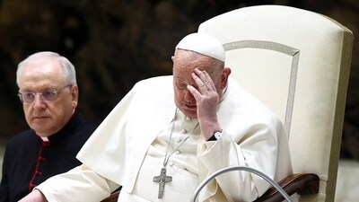Pope Francis attends the weekly general audience, in Paul VI Audience Hall at the Vatican, February 12, 2025. (Reuters)