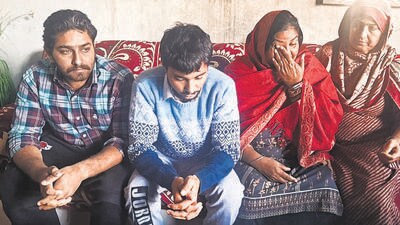 Two Gurdaspur cousins, who were deported by the United States (US) in the second batch, interacting with the media on Sunday. (HT File) Two Gurdaspur cousins, who were deported by the United States (US) in the second batch, interacting with the media on Sunday. (HT File)