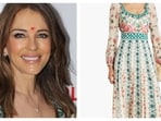 Elizabeth Hurley's dress has a bohemian style with florals and pastels. Elizabeth Hurley's dress has a bohemian style with florals and pastels.