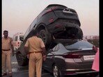 Though the crash on Bengaluru - Mysuru Expressway looked scary, no causalities were reported. Though the crash on Bengaluru - Mysuru Expressway looked scary, no causalities were reported.