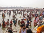 Devotees take a dip at Triveni Sangam during the ongoing 'Maha Kumbh Mela 2025', in Prayagraj. Devotees take a dip at Triveni Sangam during the ongoing 'Maha Kumbh Mela 2025', in Prayagraj.