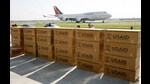 FILE PHOTO: Relief supplies for families affected by Typhoon Durian arrive at the Manila international airport December 7, 2006. Americans, through the U.S. Agency for International Development (USAID), provided disaster relief and assistance to the Philippines after it was severely hurt by Typhoon Durian that killed 570 people and destroyed nearly 250,000 houses. REUTERS/Romeo Ranoco (PHILIPPINES)/File Photo (REUTERS)