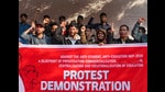 New Delhi: Students raise slogans during a protest against the ‘National Education Policy (NEP) 2020’ organised by the All India Democratic Students' Organisation (AIDSO), at Jantar Mantar, in New Delhi, Saturday, Nov. 30, 2024. (PTI Photo/Manvender Vashist Lav) (PTI11_30_2024_000196B) (PTI)