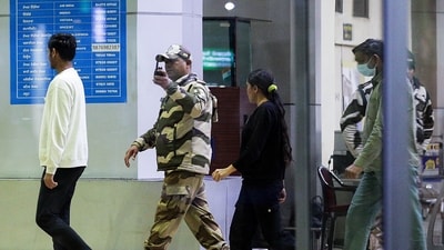 Amritsar, Feb 17 (ANI): CISF personnel escort Indian citizens deported from the US at Sri Guru Ram Das Jee International Airport after they arrive on a US C-17 Globemaster aircraft, in Amritsar on Monday. (ANI Photo/Raminder Pal Singh) Amritsar, Feb 17 (ANI): CISF personnel escort Indian citizens deported from the US at Sri Guru Ram Das Jee International Airport after they arrive on a US C-17 Globemaster aircraft, in Amritsar on Monday. (ANI Photo/Raminder Pal Singh)