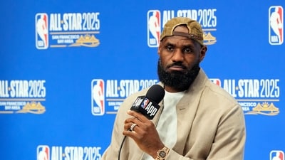 Lebron James speaks to media in a press conference. (Getty Images via AFP) Lebron James speaks to media in a press conference. (Getty Images via AFP)