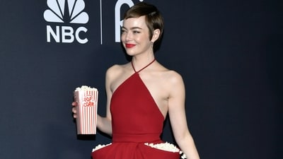 Emma Stone attends SNL50: The Anniversary Special at Rockefeller Plaza on Sunday. Emma Stone attends SNL50: The Anniversary Special at Rockefeller Plaza on Sunday.